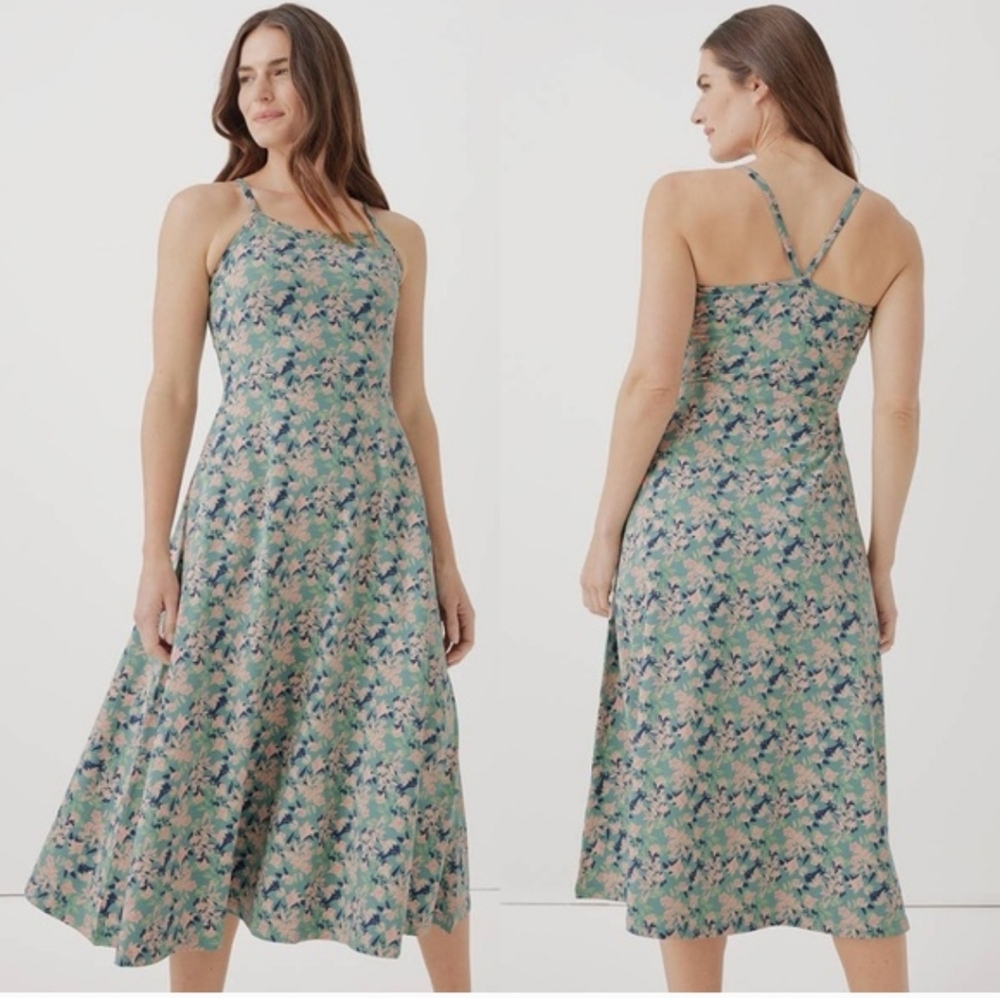 Pact Stretch Cotton Floral Built In Bra Midi Dress Size XXL